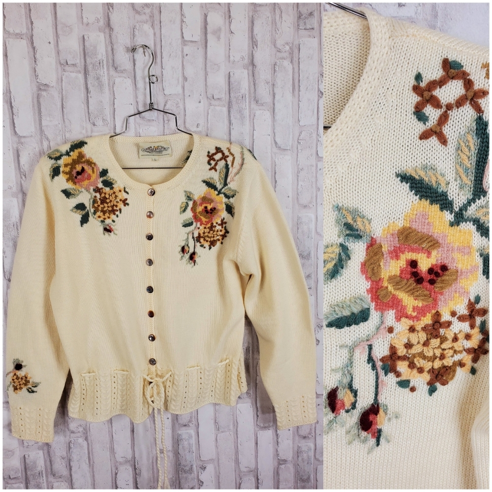 Vintage floral peplum sweater